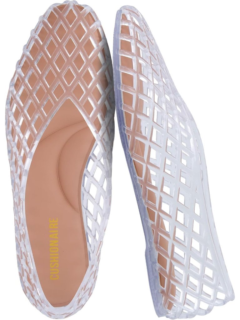 Women's Clear Comfortable Slip On Pointed Toe Siesta Lattice Ballet Flat Shoes